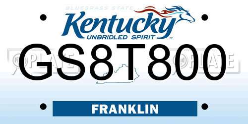 GS8T800 Kentucky License Plate