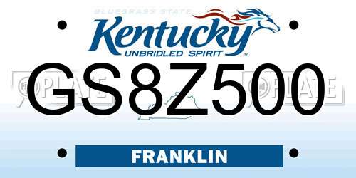 GS8Z500 Kentucky License Plate