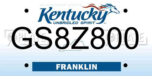 GS8Z800 Kentucky License Plate