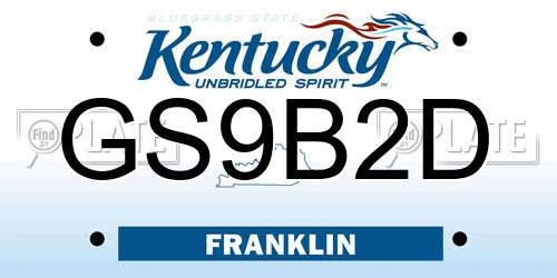 GS9B2D Kentucky License Plate