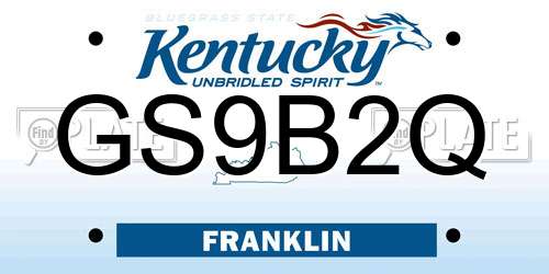 GS9B2Q Kentucky License Plate