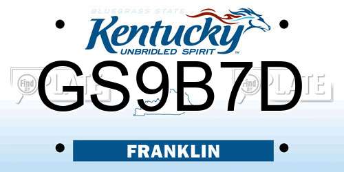 GS9B7D Kentucky License Plate