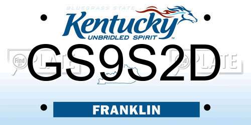 GS9S2D Kentucky License Plate