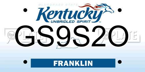 GS9S2O Kentucky License Plate