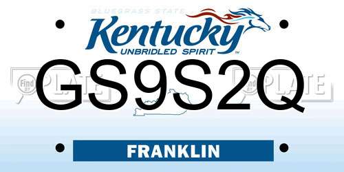 GS9S2Q Kentucky License Plate