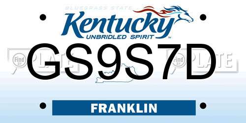 GS9S7D Kentucky License Plate