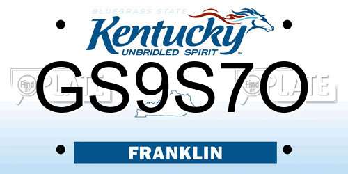 GS9S7O Kentucky License Plate