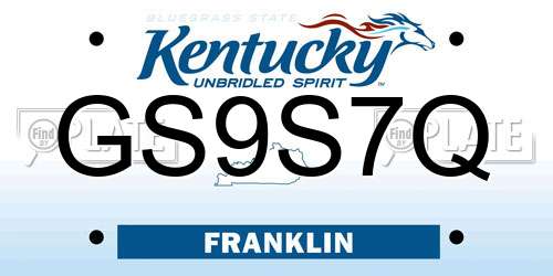 GS9S7Q Kentucky License Plate