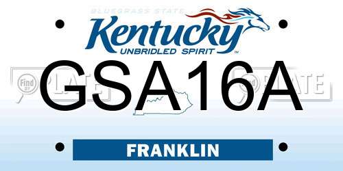 GSA16A Kentucky License Plate