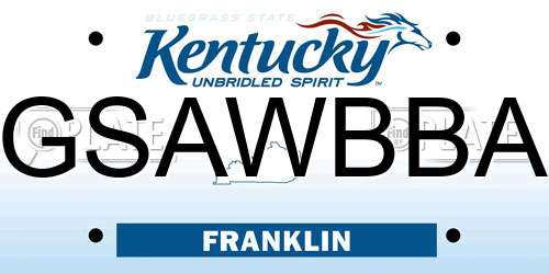 GSAWBBA Kentucky License Plate