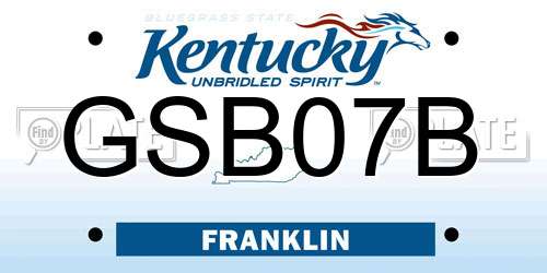 GSB07B Kentucky License Plate