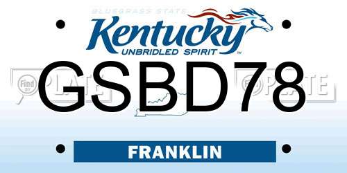 GSBD78 Kentucky License Plate