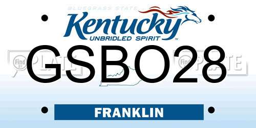 GSBO28 Kentucky License Plate