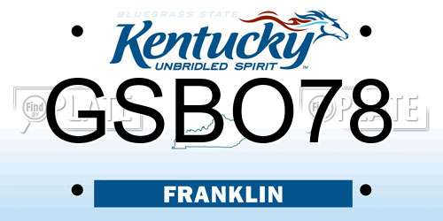 GSBO78 Kentucky License Plate