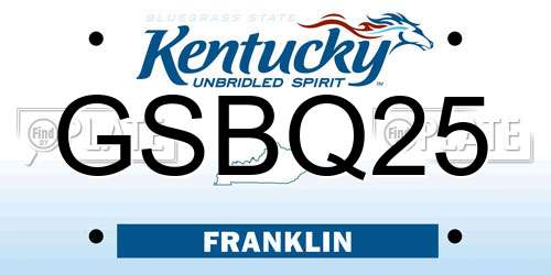 GSBQ25 Kentucky License Plate
