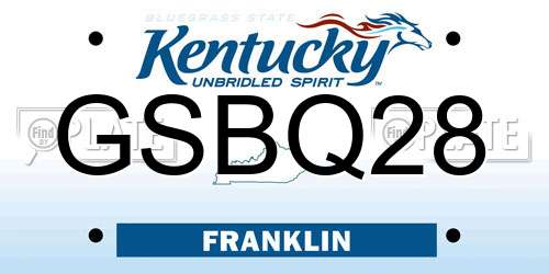 GSBQ28 Kentucky License Plate