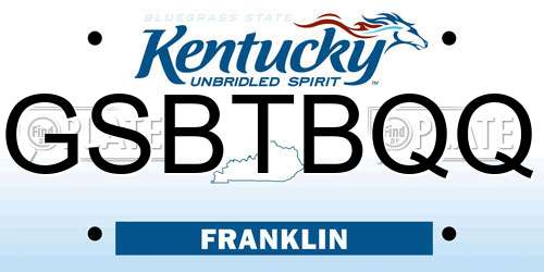 GSBTBQQ Kentucky License Plate
