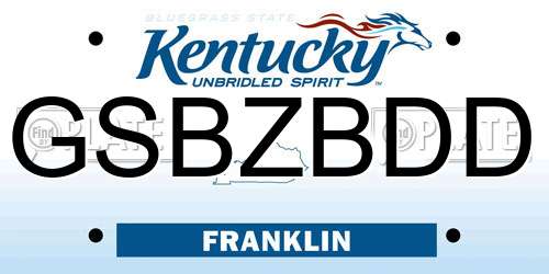 GSBZBDD Kentucky License Plate