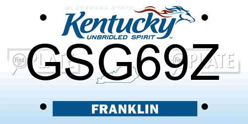 GSG69Z Kentucky License Plate