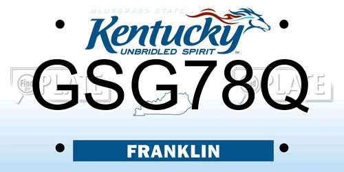 GSG78Q Kentucky License Plate