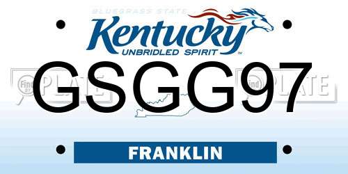 GSGG97 Kentucky License Plate