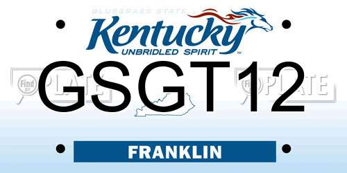 GSGT12 Kentucky License Plate