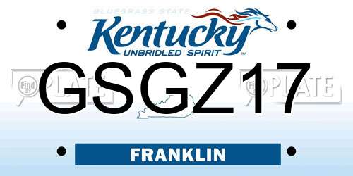 GSGZ17 Kentucky License Plate