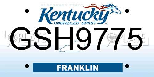 GSH9775 Kentucky License Plate