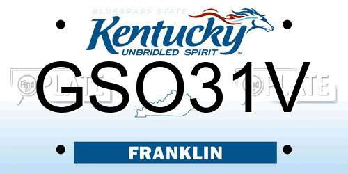 GSO31V Kentucky License Plate