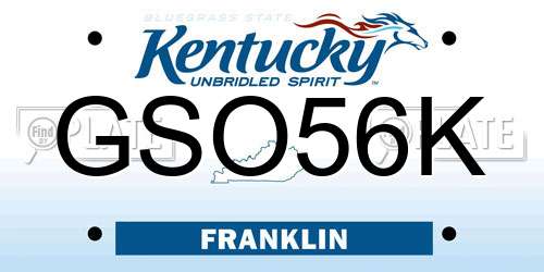 GSO56K Kentucky License Plate