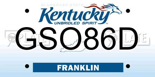 GSO86D Kentucky License Plate
