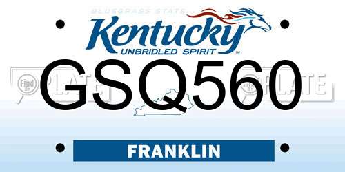 GSQ560 Kentucky License Plate