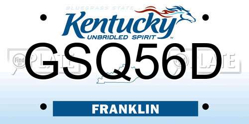 GSQ56D Kentucky License Plate