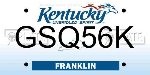 GSQ56K Kentucky License Plate