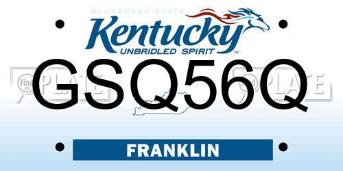 GSQ56Q Kentucky License Plate