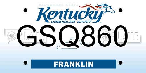 GSQ860 Kentucky License Plate