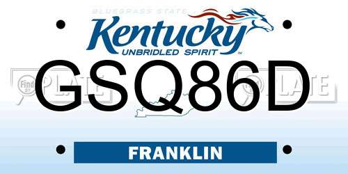 GSQ86D Kentucky License Plate