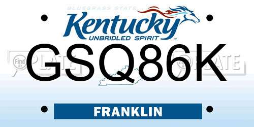 GSQ86K Kentucky License Plate