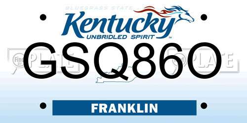 GSQ86O Kentucky License Plate