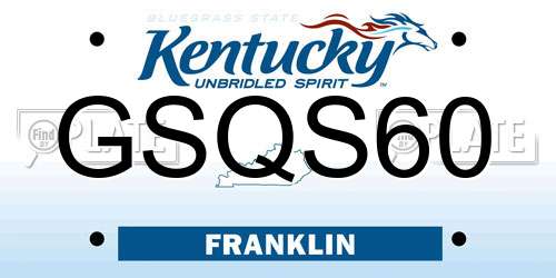 GSQS60 Kentucky License Plate