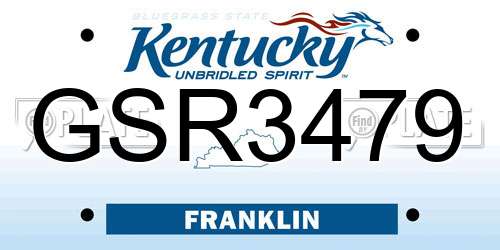 GSR3479 Kentucky License Plate