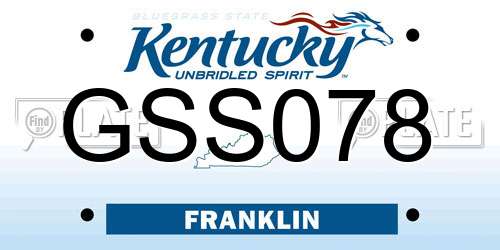 GSS078 Kentucky License Plate