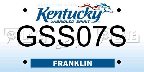 GSS07S Kentucky License Plate