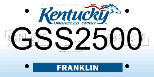 GSS2500 Kentucky License Plate
