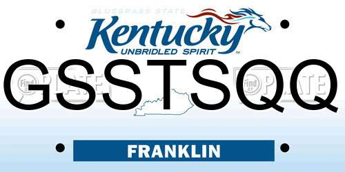 GSSTSQQ Kentucky License Plate