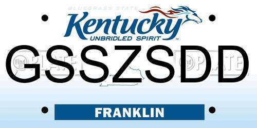 GSSZSDD Kentucky License Plate