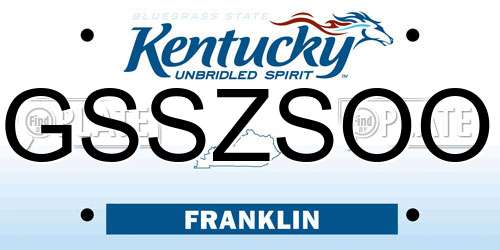 GSSZSOO Kentucky License Plate