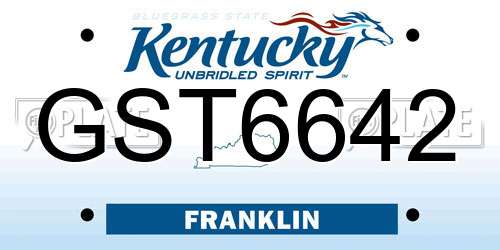 GST6642 Kentucky License Plate