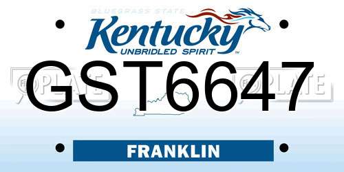 GST6647 Kentucky License Plate