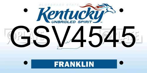 GSV4545 Kentucky License Plate